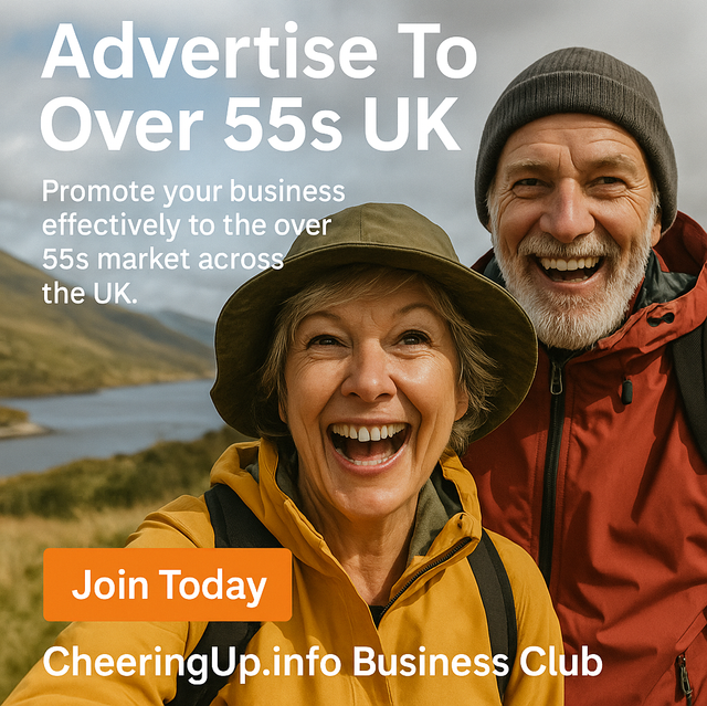 Advertise To Over 55s UK on CheeringUp.info for up to 12 months to increase your sales profitably