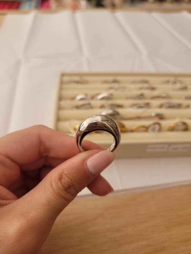 Stainless steel dome ring - Size L - SL-042