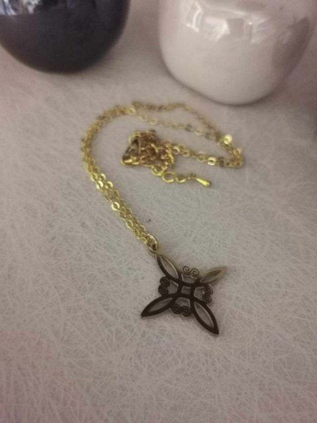 Collier, Boucles d'oreilles ou Porte-clés en Acier Inoxydable Doré - Nœud de Sorcière