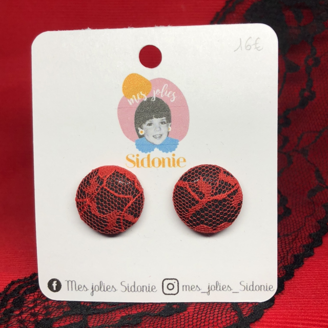 Mini Sidonie noir dentelle rouge