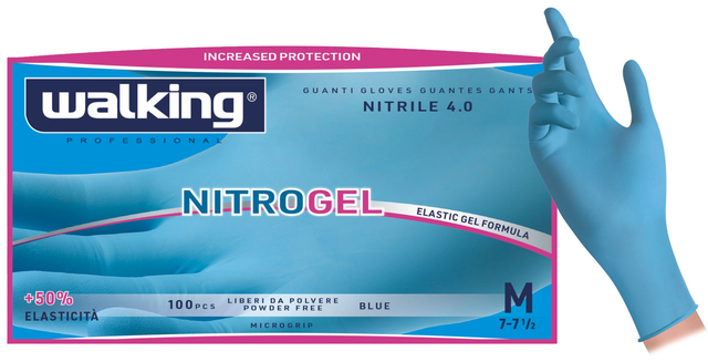 Guanti Nitrogel in nitrile monouso senza polvere Walking blu