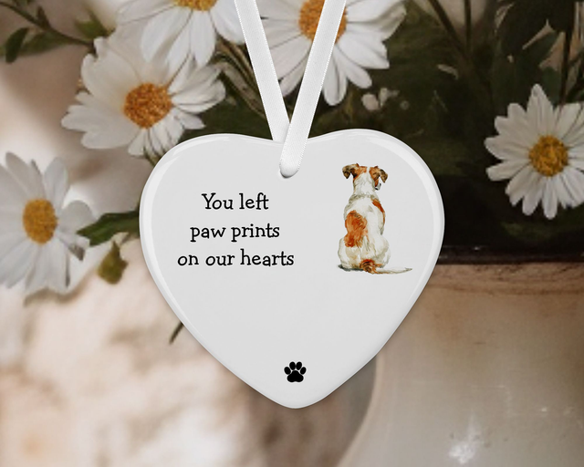 "Jack Russel"  Personalised Pet Memorial Ceramic Heart  