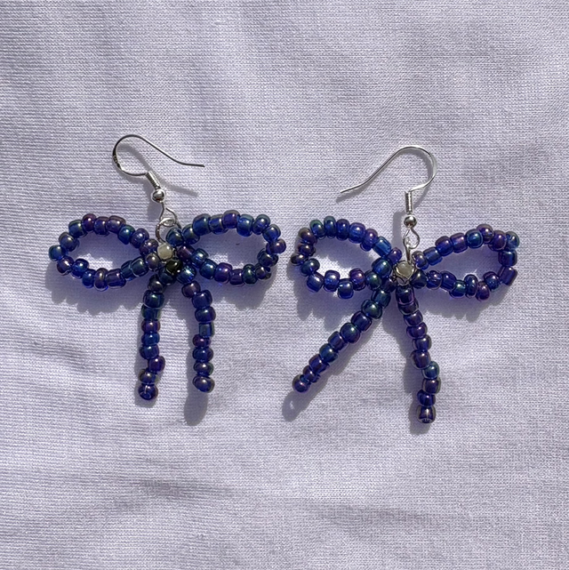 Ocean Blue Bow Earrings