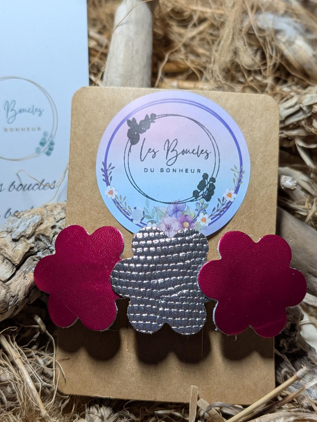 Barrette fushia argenté b006