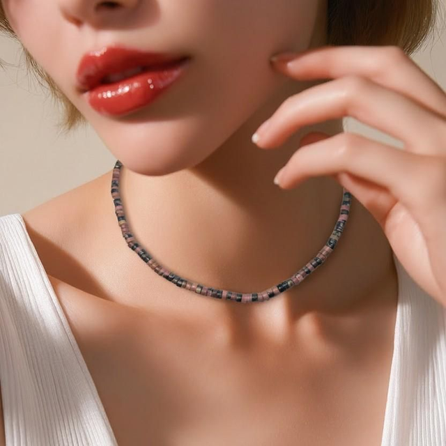 "Rhodonite" - Collier perles heichi - CH-7