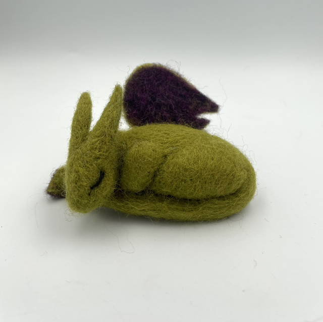 green sleeping dragon - needle felted sculpture