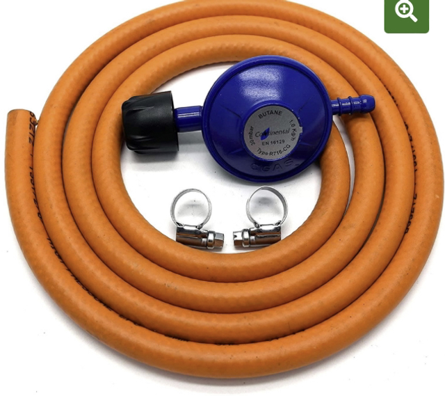 CAMPING GAS REGULATOR HOSE AND CLIPS 2M