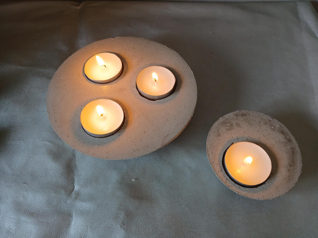 Bougeoirs ciment 3 mèches 