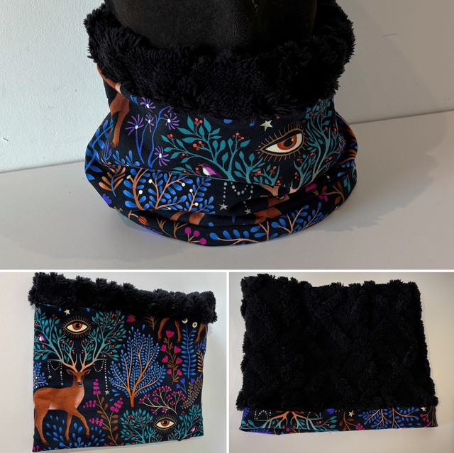 Snood , tour de cou Adulte ou Enfant Happy Rennes vert et noir 