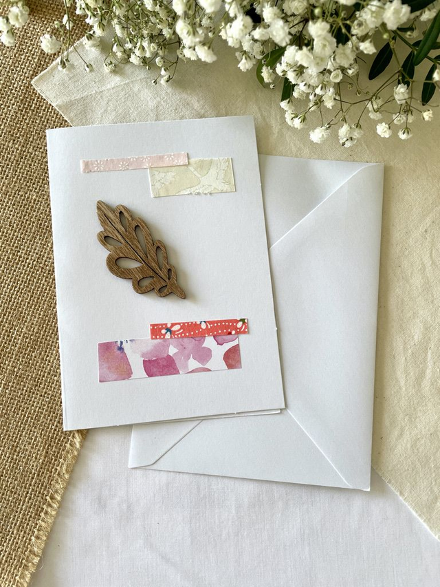 Carte thème nature motif feuille côté gauche