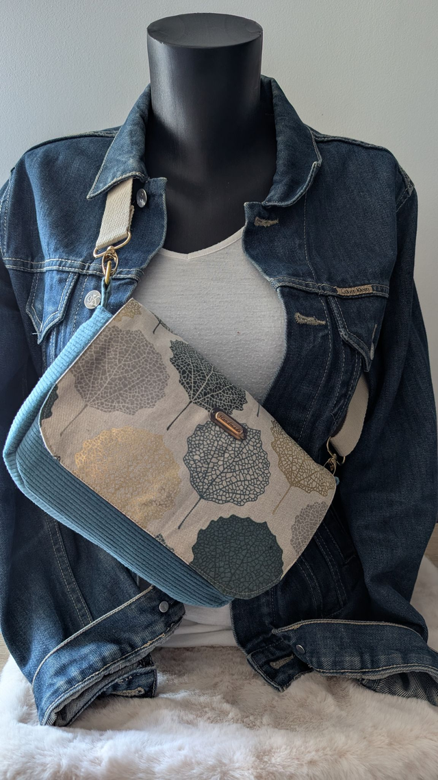 Sac pink pearl "feuilles d'or"