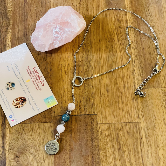 🌊 🌸Collier Apatite et Quartz rose