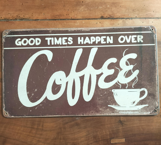Plaque métal tôle épaisse / coffee/ aspect vintage/ Occasion T.B.E