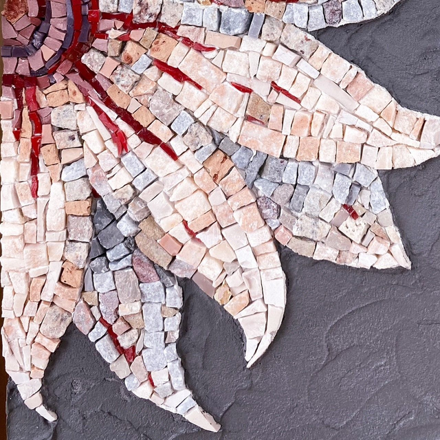 Tableau FLEUR ETERNELLE, mosaïque de marbre &amp; smalti
