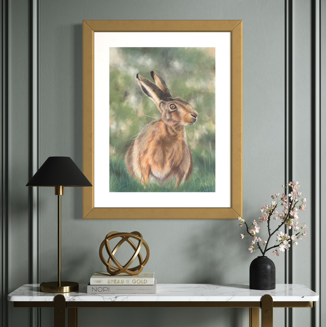 &quot;Brown Hare- Watching&quot; Original Hare Drawing  
