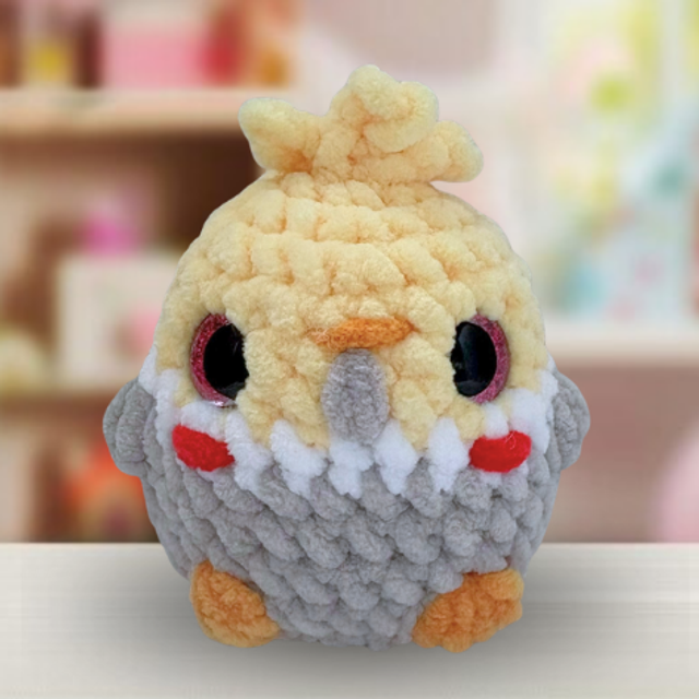 Crochet Chenille Bird Friend, Cockatiel, Ukca tested