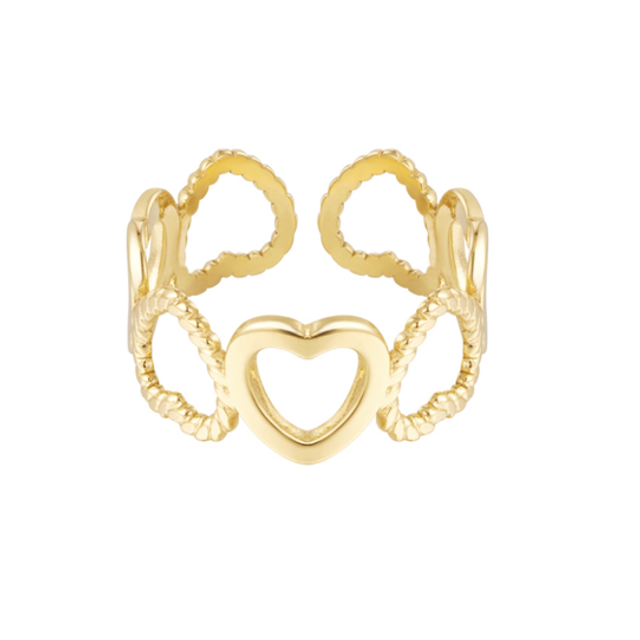 Ring different hearts goud