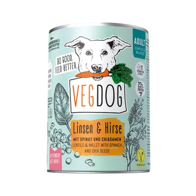Vegdog ADULT Nassfutter Linsen & Hirse 400g