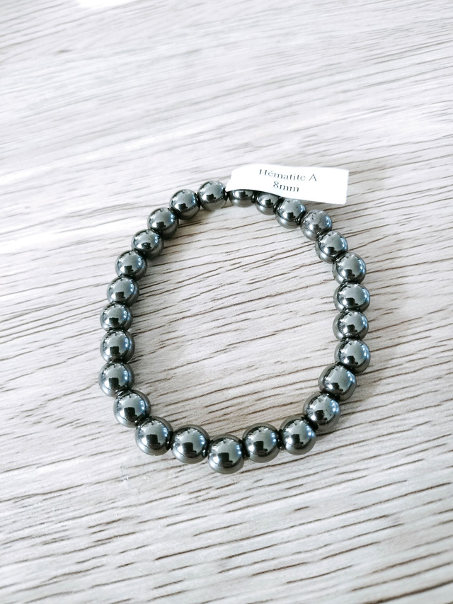Bracelet boules 8 mm - Hématite - Pierre naturelle - Taille 1