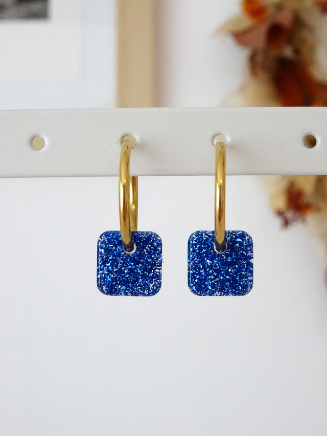 Mini Carré : paillettes bleue