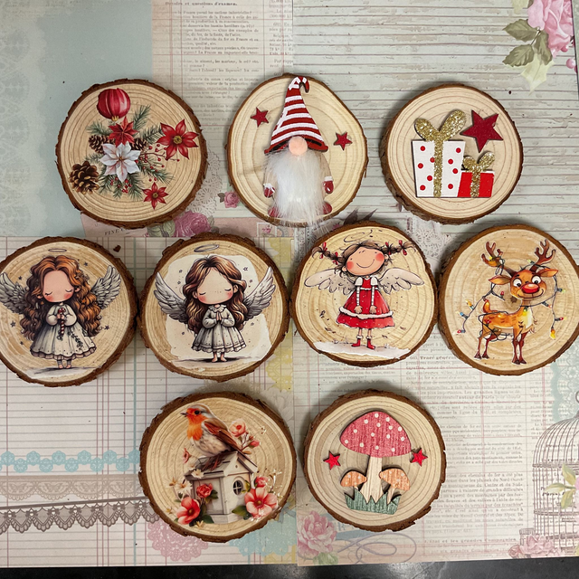 Handmade Christmas magnets with gift bag.
