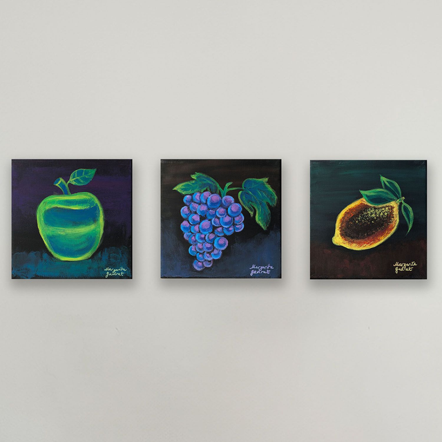 Triptyque de fruits lumineux