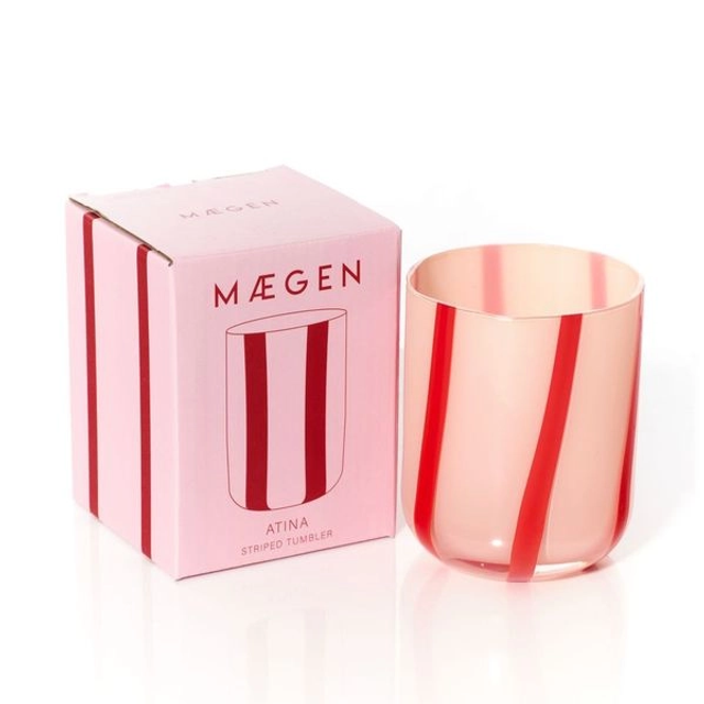 Pink &amp; Red Striped Tumbler