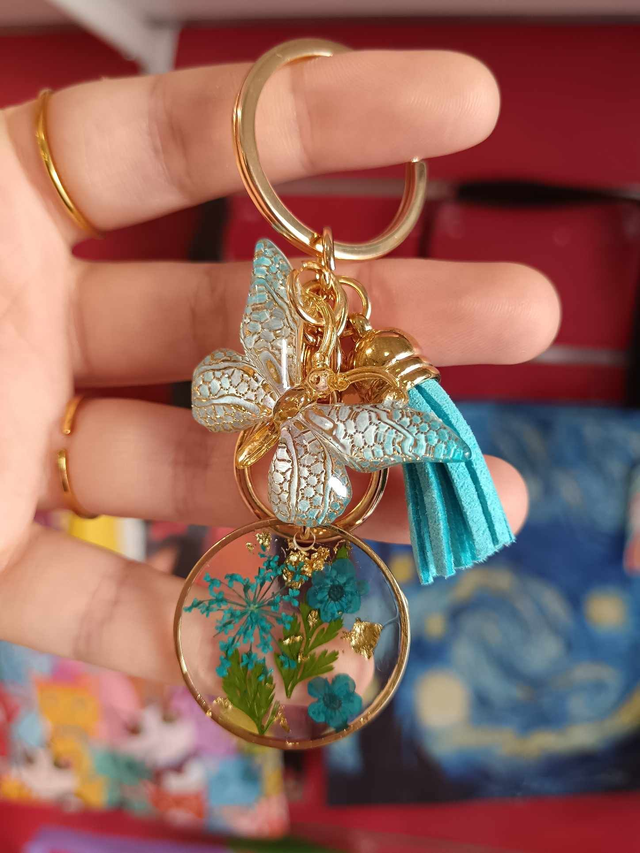 Porte clés papillon bleu