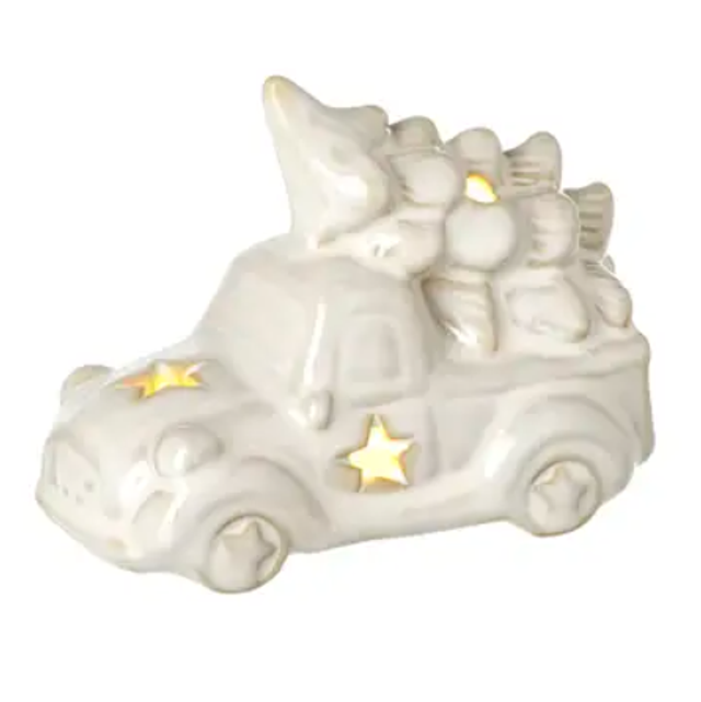 white car with tree LED