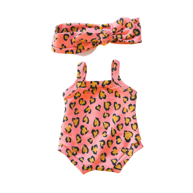 Body léopard rose avec bandeau