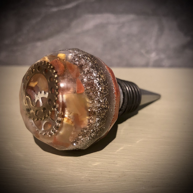 Crystal Energy Bottle Stopper with Carnelian Crystals (faceted)