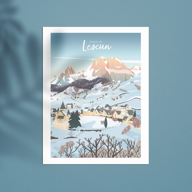 Affiche Cirque de Lescun Belvédère hiver 30x40 