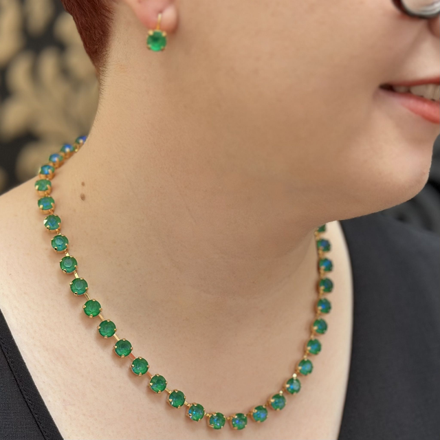 Collier DEVA KLASSIK BIG Ferngreen Laquer, Grün, vergoldet