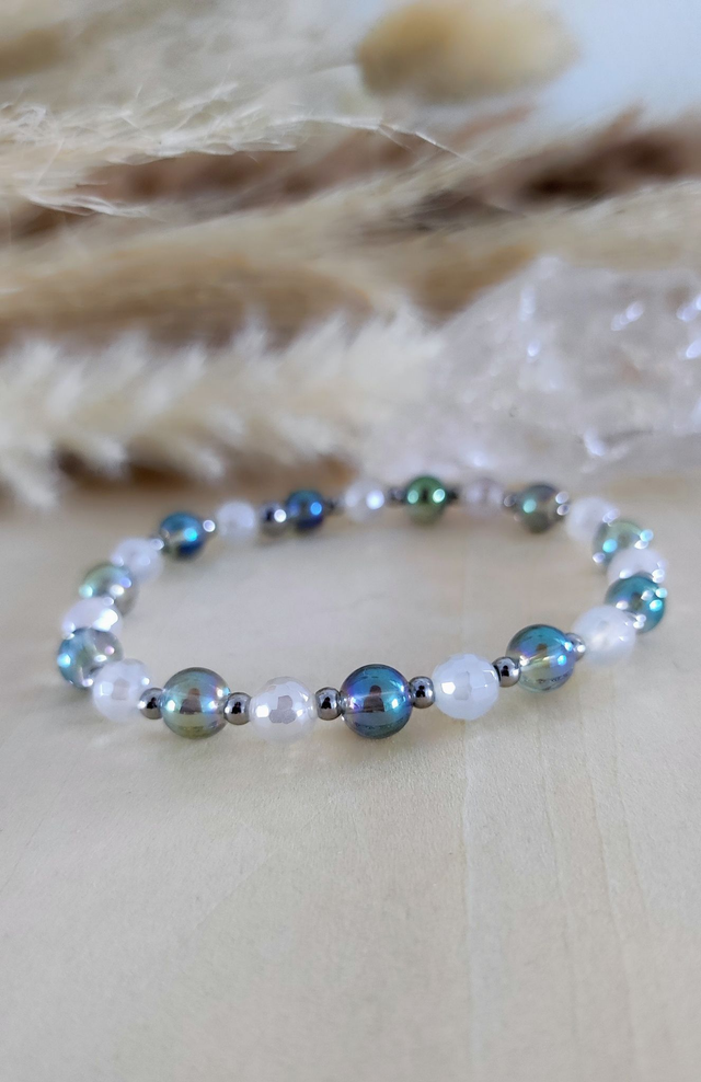 Bracelet "Pureté" Agate blanche facettée