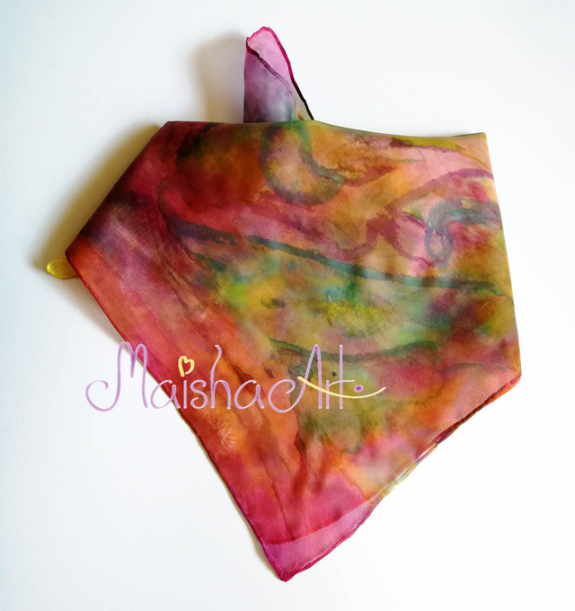 Unikatna, Ročno poslikana Svilena Ruta, Drevo Ljubezni