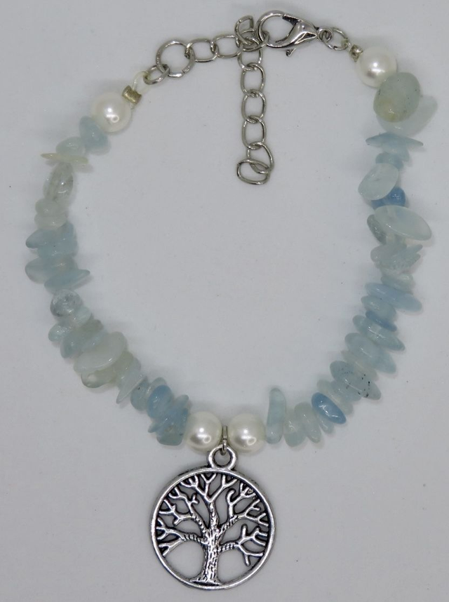 Bracelet en Aigue-marine sur fermoir