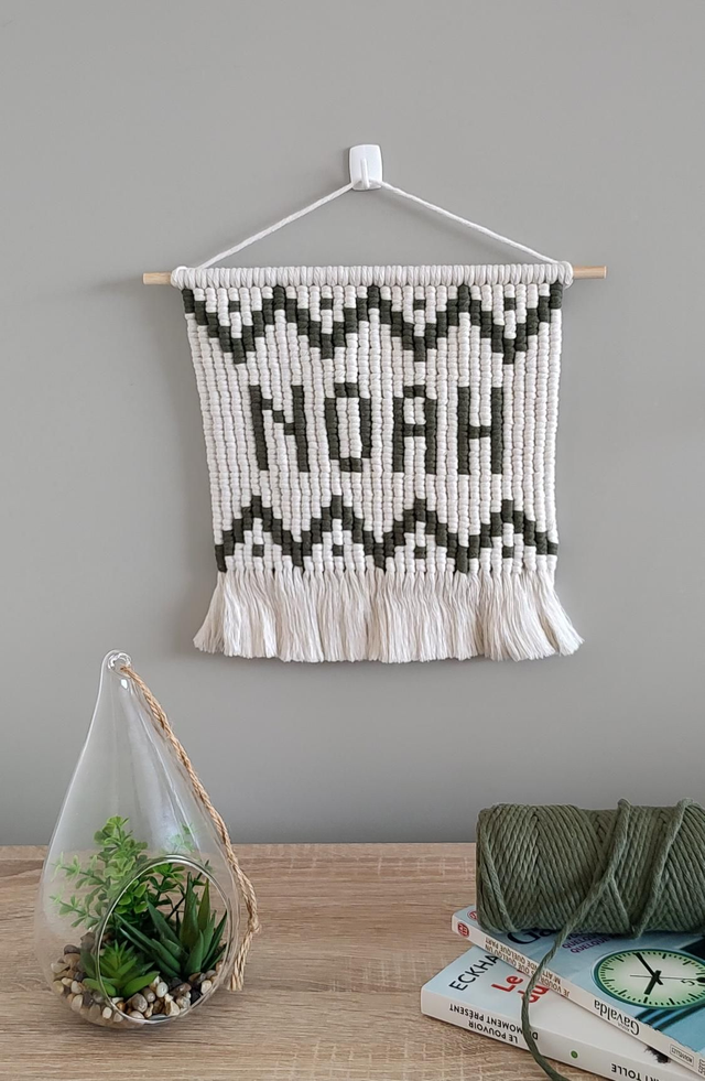 Tenture murale prénom personnalisé en macramé – Décoration chambre bébé ou enfant 