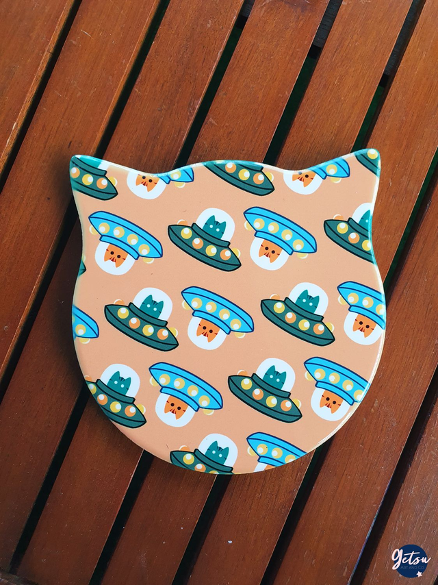 Sous-verre en porcelaine en forme de chat, chats de l&#039;espace