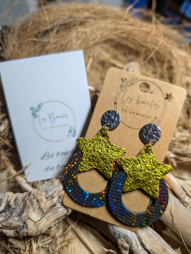 Boucles d'oreilles Étoile jaune multicolore m710