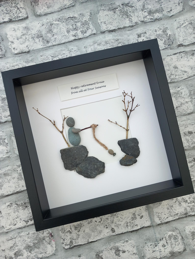 Retirement pebble picture gift | Fishing gift 