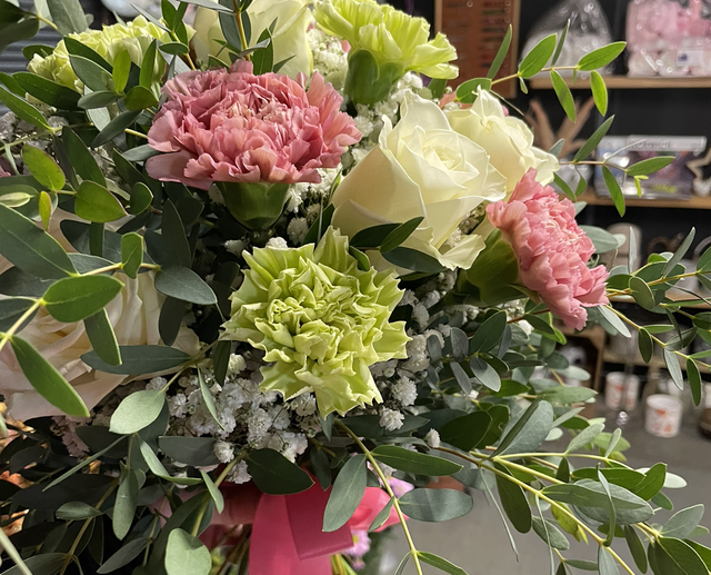 Brides hand tied  roses and carnations 