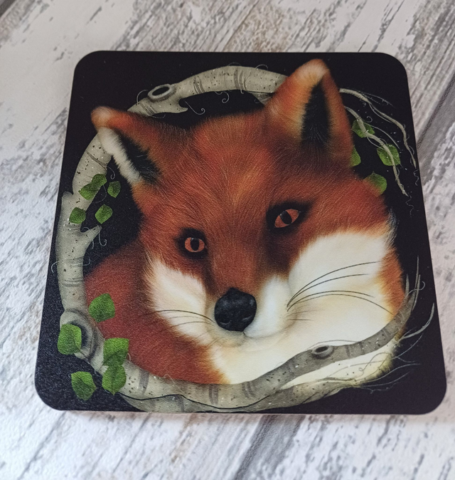 Fox and Silver Birch coaster 