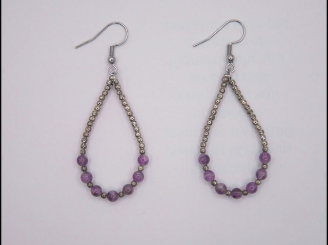 Boucles d'oreilles gouttes 7 améthystes