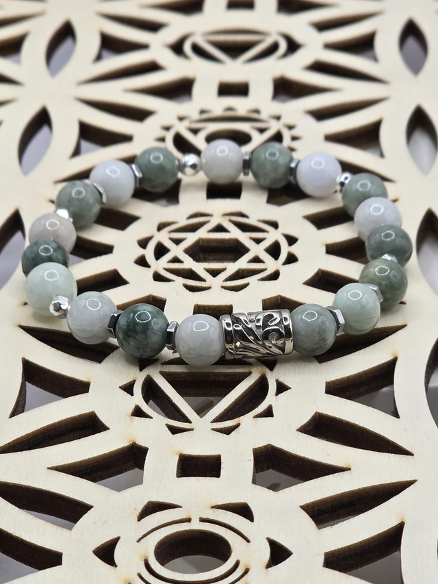 Bracelet Jade vert bicolore 0,8 cm