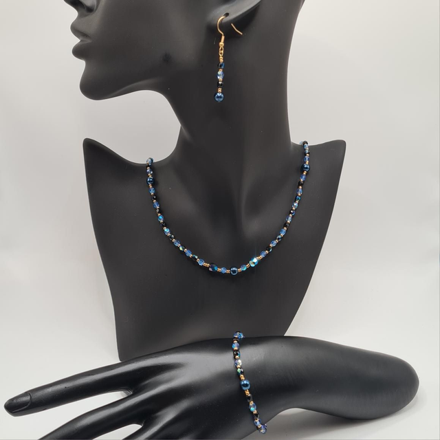 Santorin bleu/doré  (Parure)