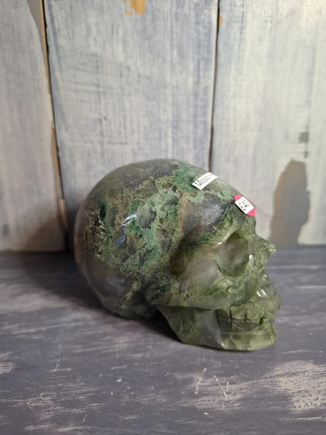 Moss Agate Skull 