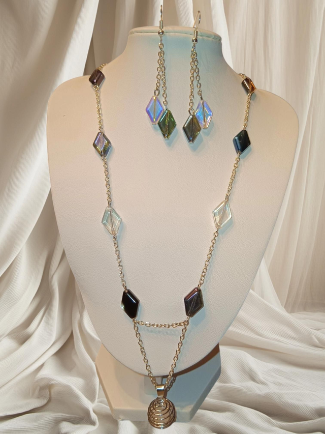  Parure en Perles Acrylique et Acier Inoxydable  