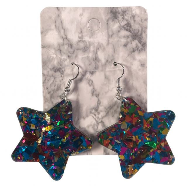 Glittery star earrings
