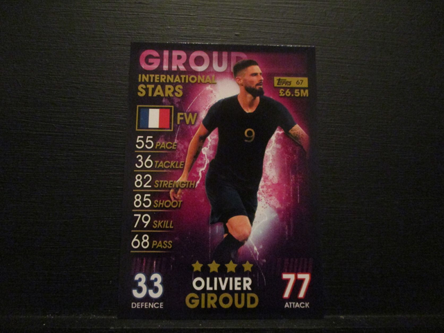 Olivier Giroud - International Stars Match Attax 101 Original Trading Card