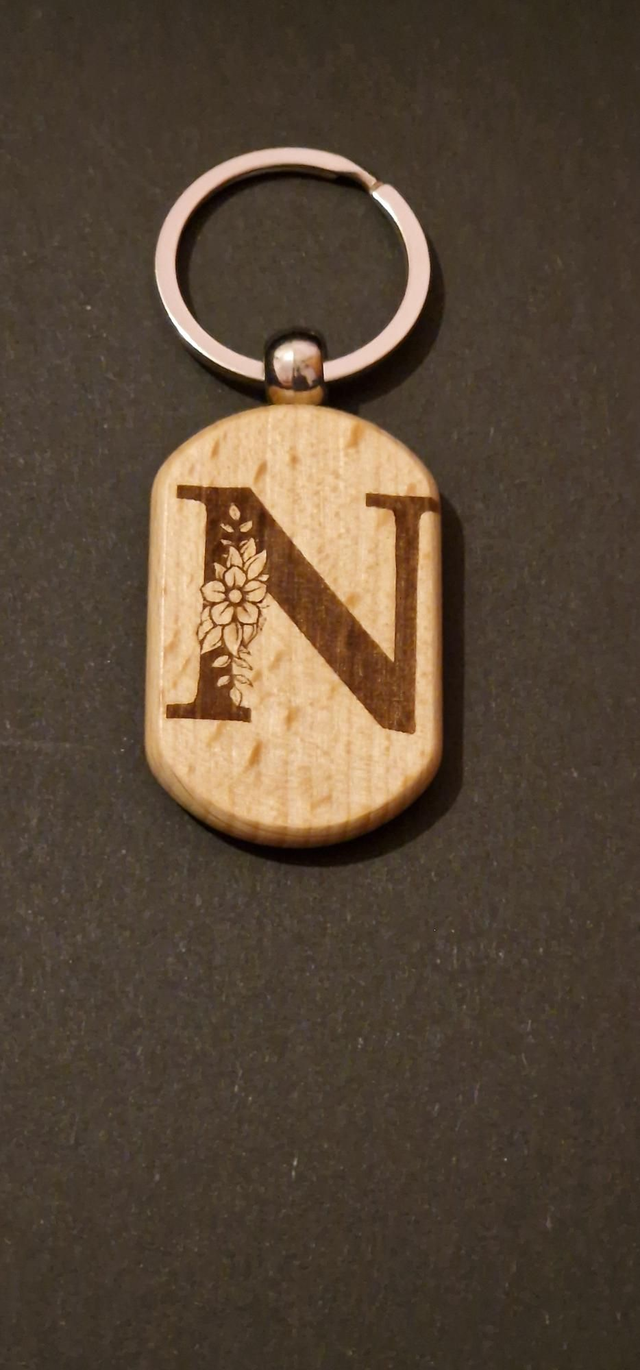 Wooden chunky key chain Letter N